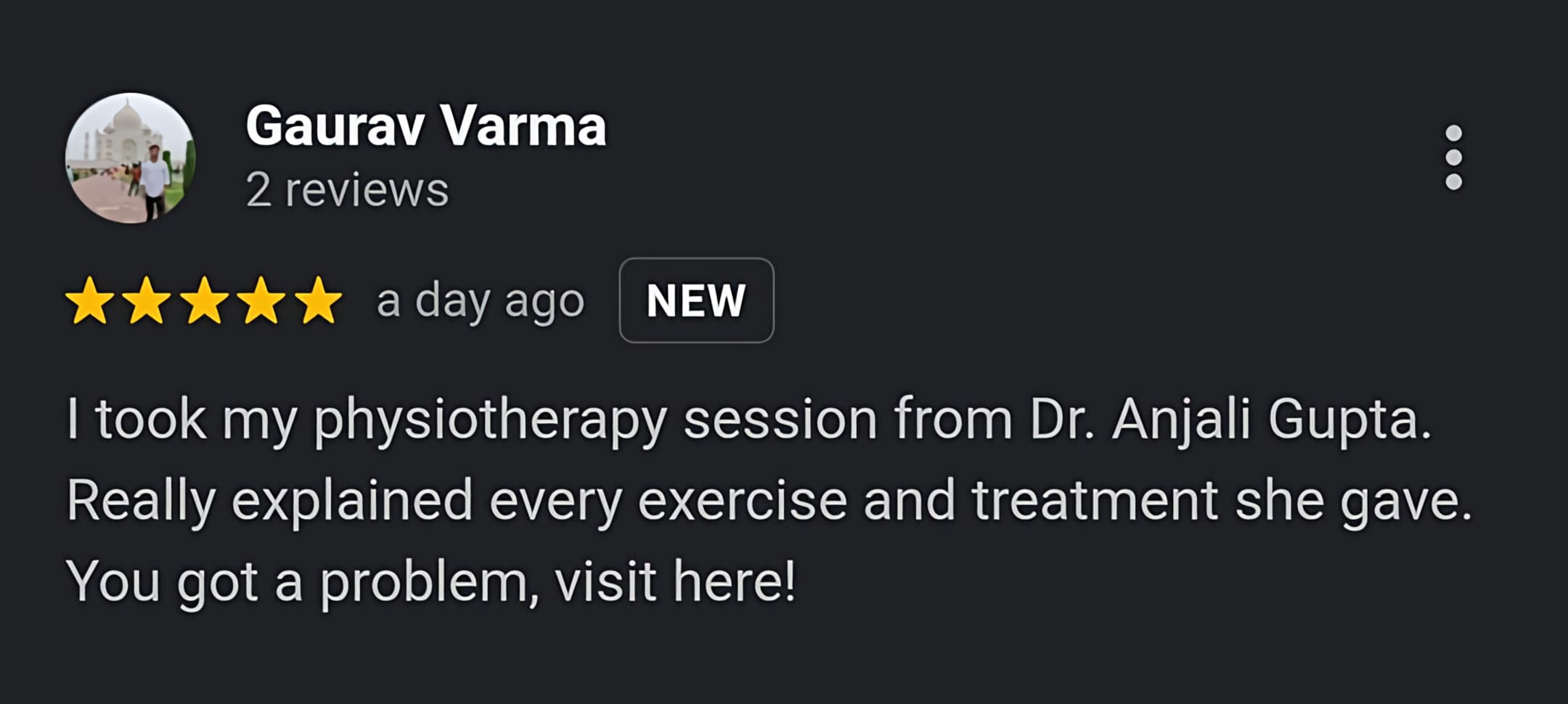 Patient review screenshot 3 for Dr. Anjali's Physiotherapy & Rehab, Wakad, Pune